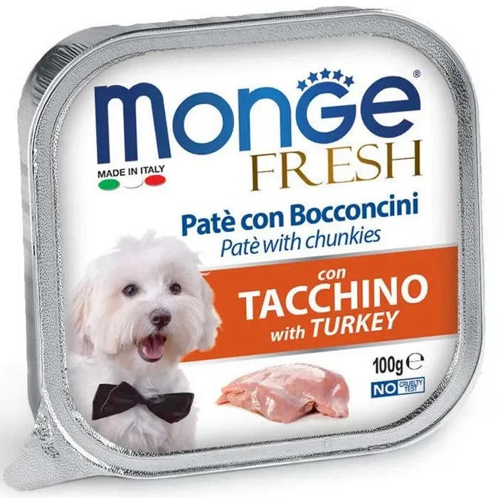 Monge Fresh Paté e Bocconcini con Tacchino 100g