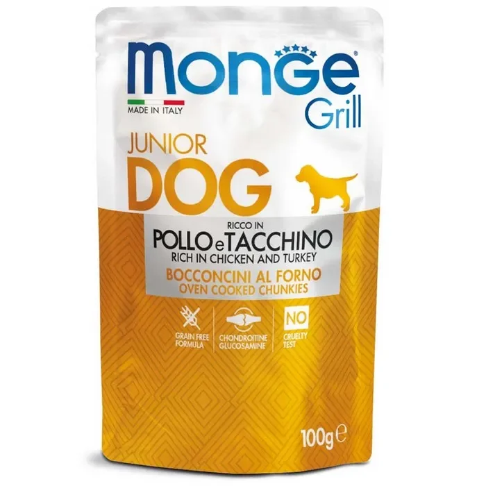 Monge Grill Bocconcini – Ricco in Pollo e Tacchino – Junior 100g