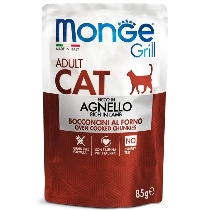Monge Grill Gatto Bocconcini in Jelly – Ricco in Agnello – Adult 85g