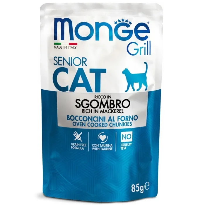 Monge Grill Gatto Bocconcini in Jelly – Ricco in Sgombro – Senior 85g