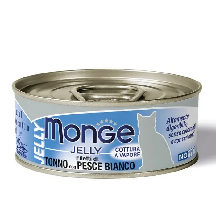 Monge Jelly Gatto Filetti di Tonno con Pesce Bianco – Adult 80g