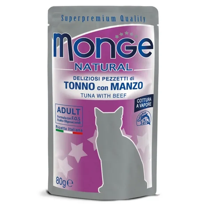 Monge Natural Gatto Pezzetti di Tonno con Manzo – Adult 80g