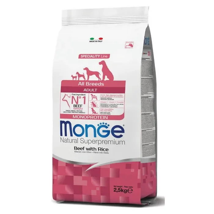 Monge Natural Superpremium All Breeds Adult Monoprotein Manzo con Riso