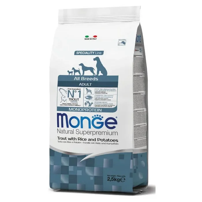 Monge Natural Superpremium All Breeds Adult Monoprotein Trota con Riso e Patate