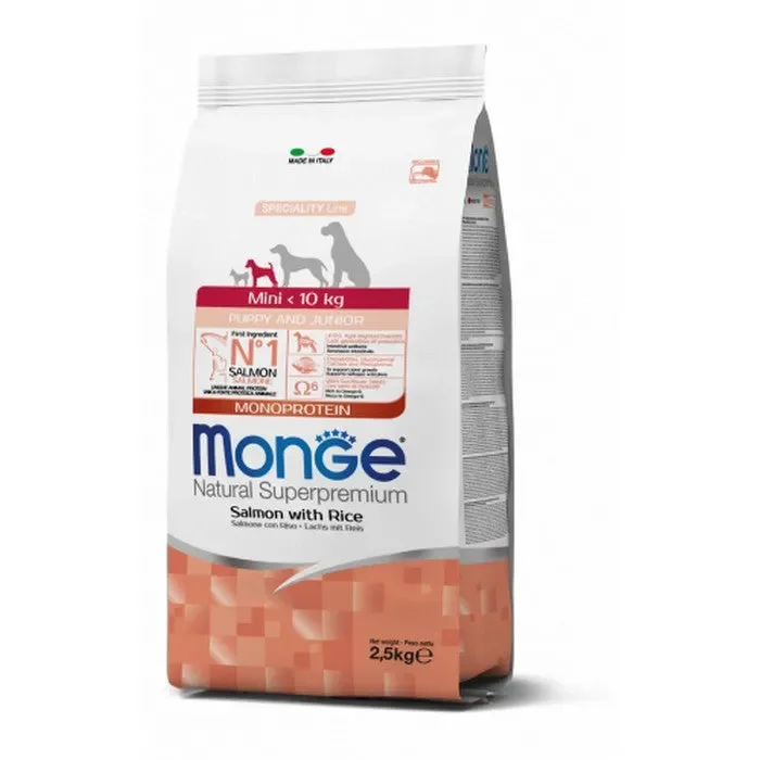 Monge Natural Superpremium Mini Puppy & Junior Monoprotein Salmone con Riso