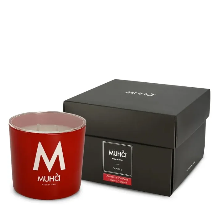 Muhà Candela in Vetro 270g Arancio e Cannella