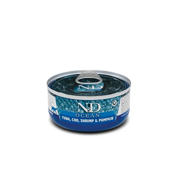 N&D Ocean Cat Tonno, merluzzo e gamberetti Adult 70g