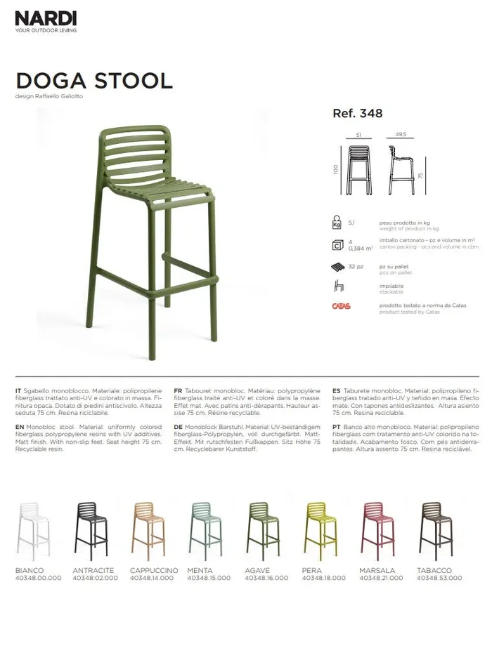Nardi Doga Stool Antracite - immagine 3