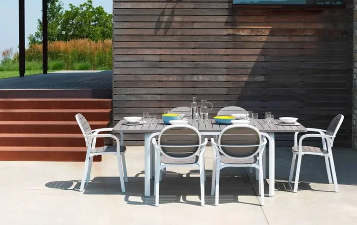 Nardi Tavolo Alloro 140 Extensible 140 / 210 x 100 Cm H 73 Cm Tortora Piedini Bianco - immagine 3