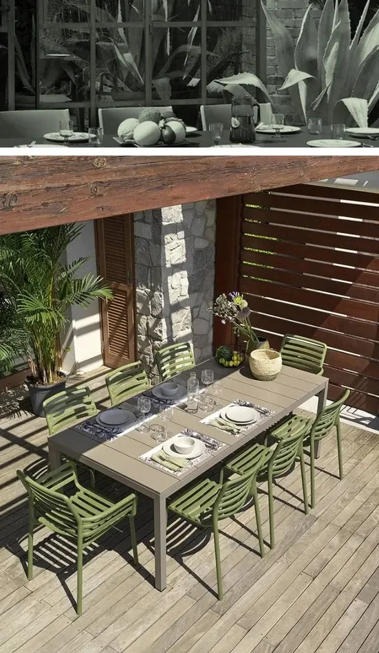 Nardi Tavolo Rio 140 Extensible 140 / 210 x 85 Cm H 76 Cm Alluminio Tortora - immagine 2