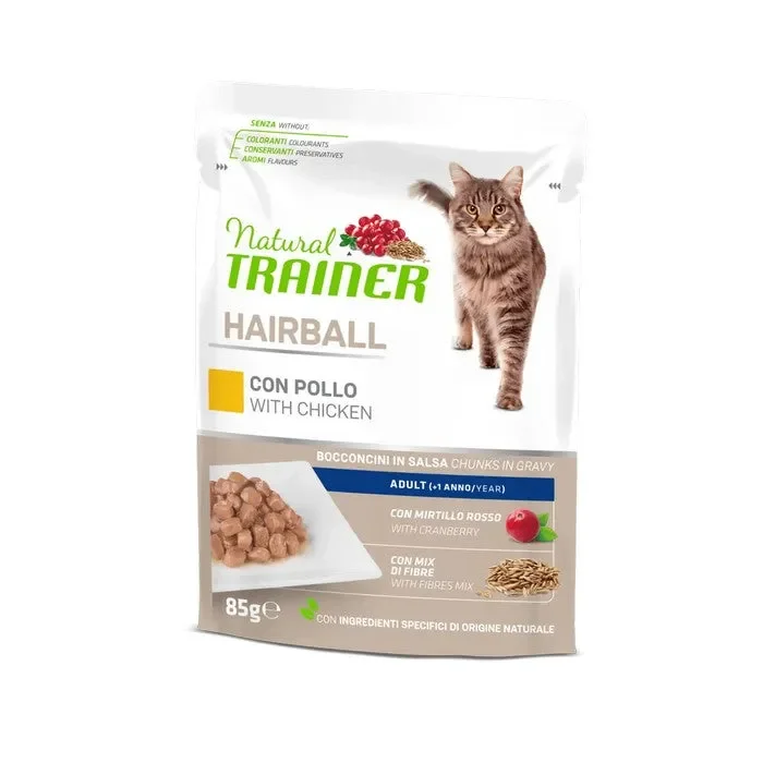 Natural Trainer Cat Adult Hairball con Pollo 85g