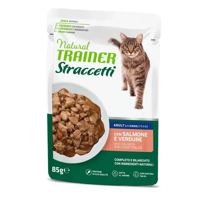 Natural Trainer Cat Straccetti Adult con Salmone e verdure 85g