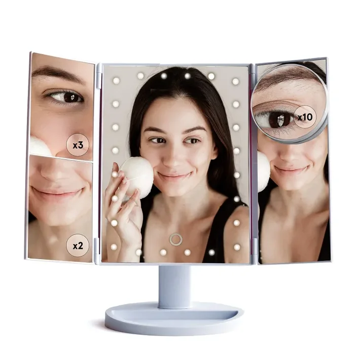 *Nuovo* Specchio per Trucco Ingranditore – illuminato a LED con Bianco