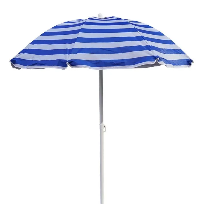 Ombrellone da spiaggia a righe bianche e blu 175 cm