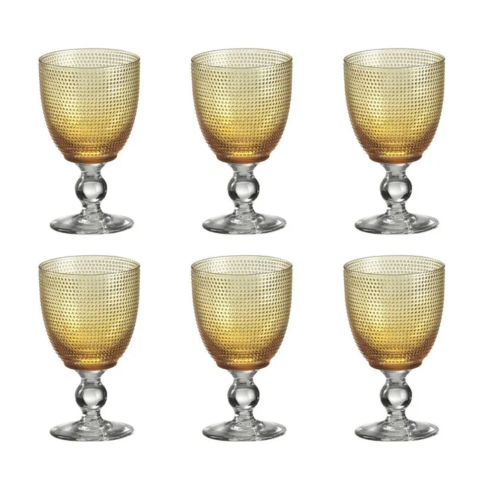 Onlylux Set 6 Calici Vino Trame Ambra H15 cm Vendita calda online