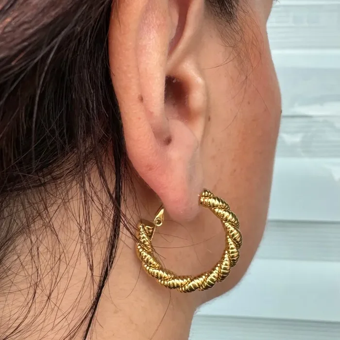 Orecchini Cerchio Torchon Medium Moda - immagine 2