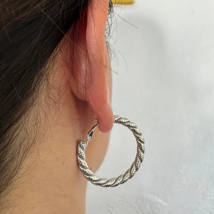 Orecchini Cerchio Torchon Medium Moda - immagine 3