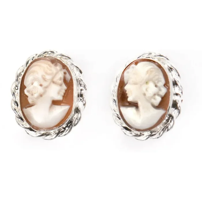 Orecchini lobo in argento con Cammeo