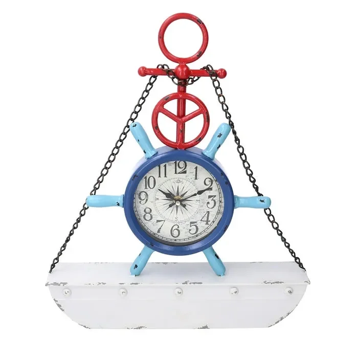 Orologio da tavolo a forma di barca con timone - immagine 2