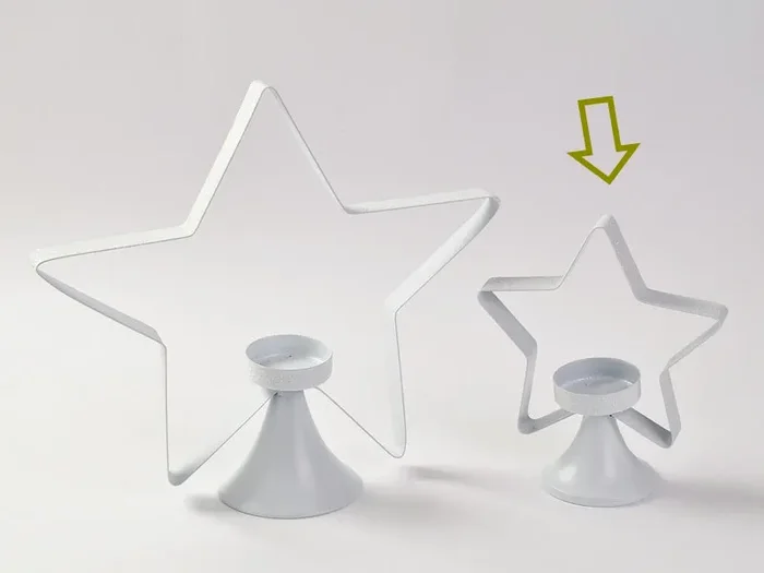 P/CANDELA STELLA METALLO 15X7XH17.5 CM BIANCO