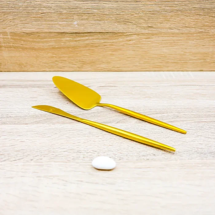 Paletta per Torta e Coltello Oro Cuore Matto