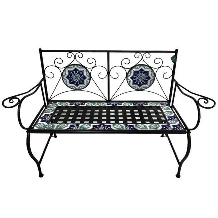 Panchina da giardino in metallo con mosaico – Capri