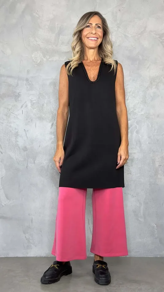 PANTALONE LARGO ALLA CAVIGLIA CON ELASTICO