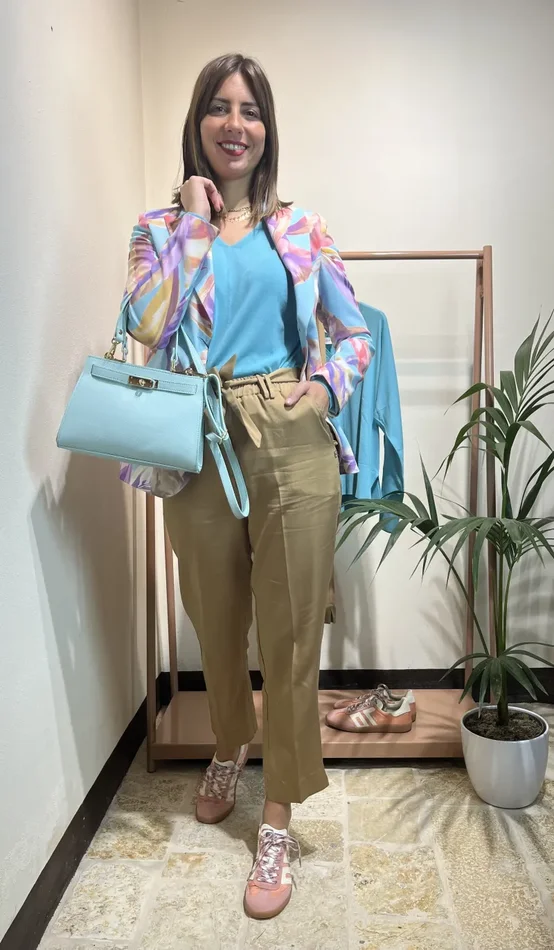 PANTALONE TENCEL CON FIOCCO - immagine 2