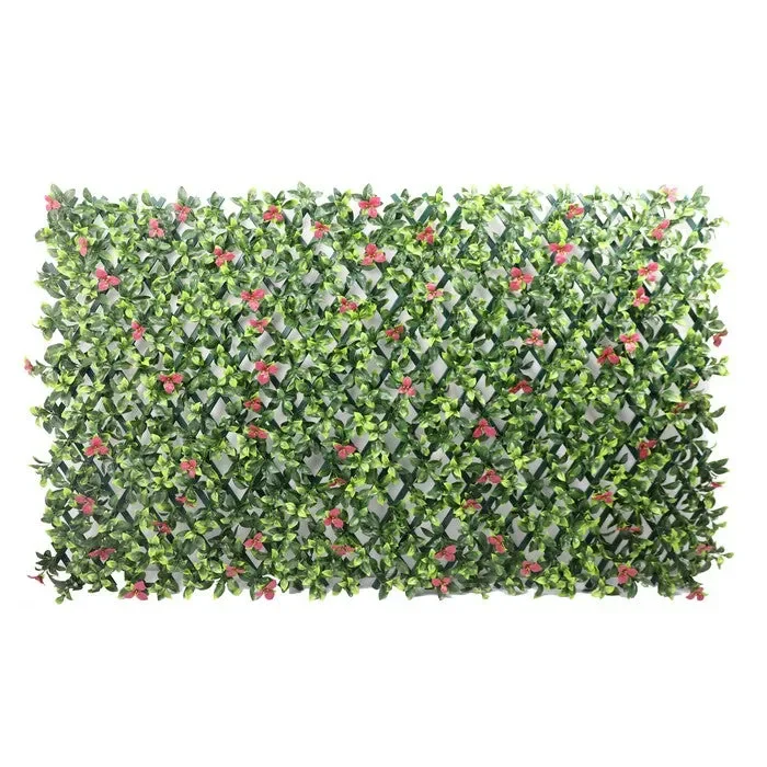 Parete con piante artificiali per giardino verticale con decorazioni rosse 100×200 cm