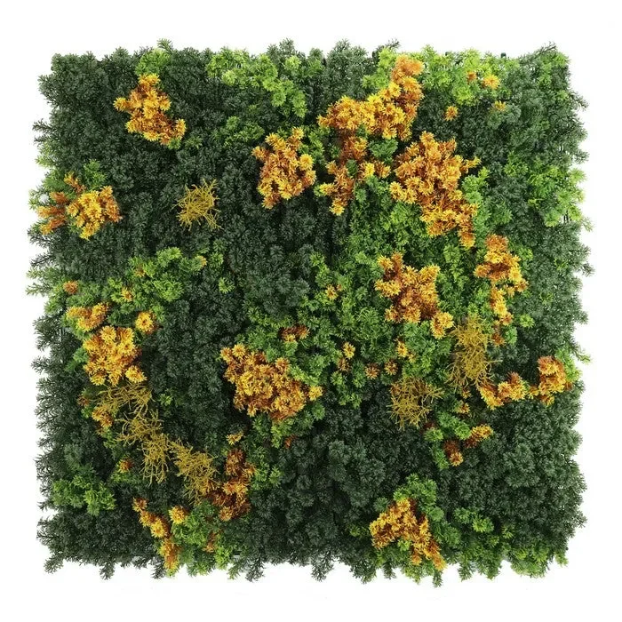 Parete con piante artificiali per giardino verticale fiori gialli 100×100 cm – Frame Online