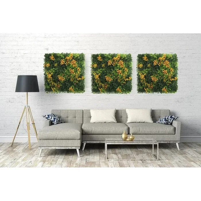 Parete con piante artificiali per giardino verticale fiori gialli 100×100 cm – Frame Online - immagine 2