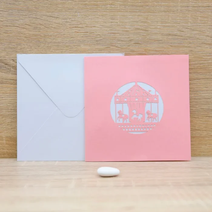 Partecipazione 3D Battesimo Rosa