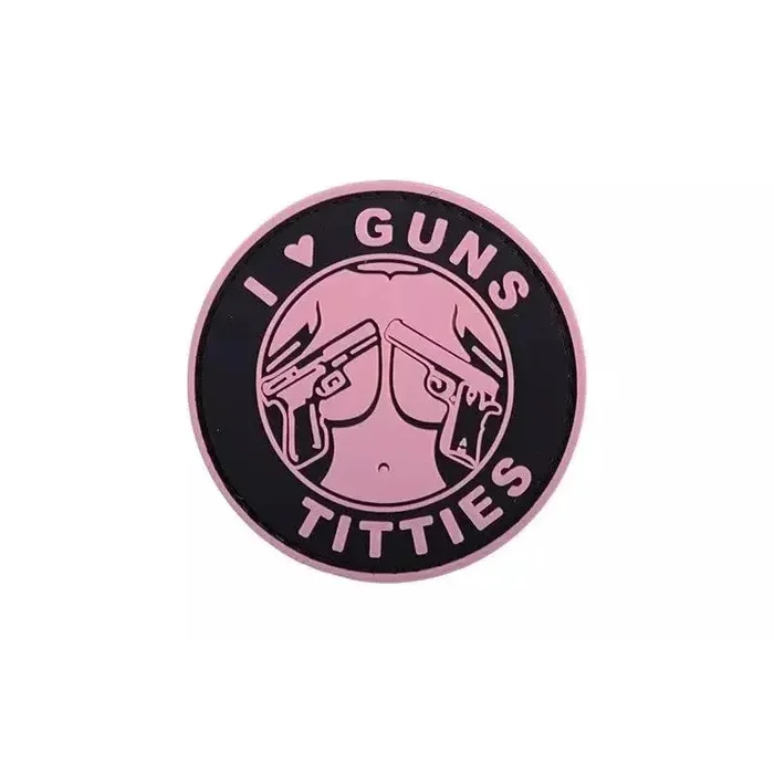 Patch 3D PVC I Love Guns Titties – Rosa