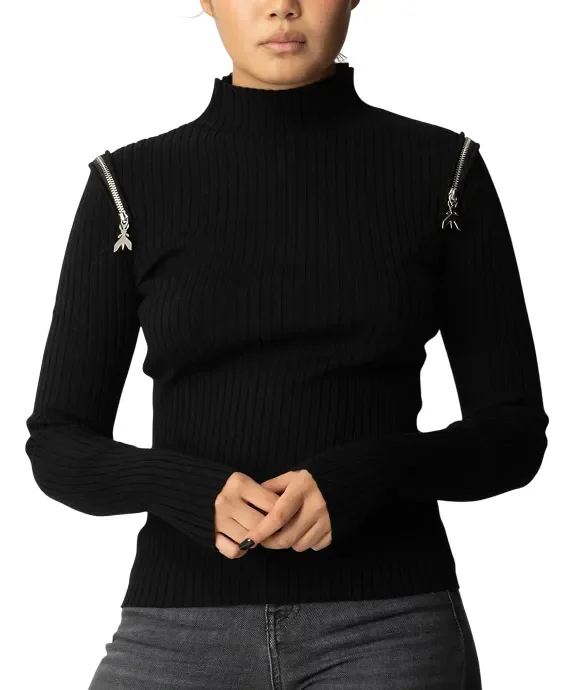 Patrizia Pepe Maglia con Doppia Zip FlyNERO