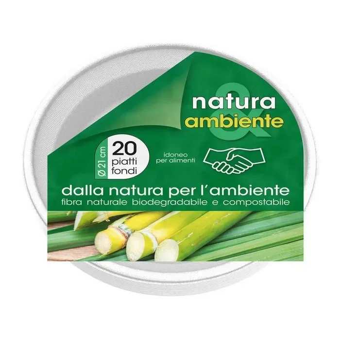 Piatti fondi biodegradabili – 20 pezzi