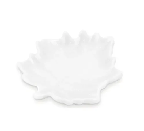 PIATTO FOGLIA GRANDE BIANCO 18X21CM