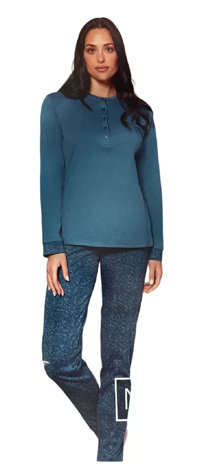 Pigiama Donna Caldo Cotone Nottingham Art PG24176-GP Moda