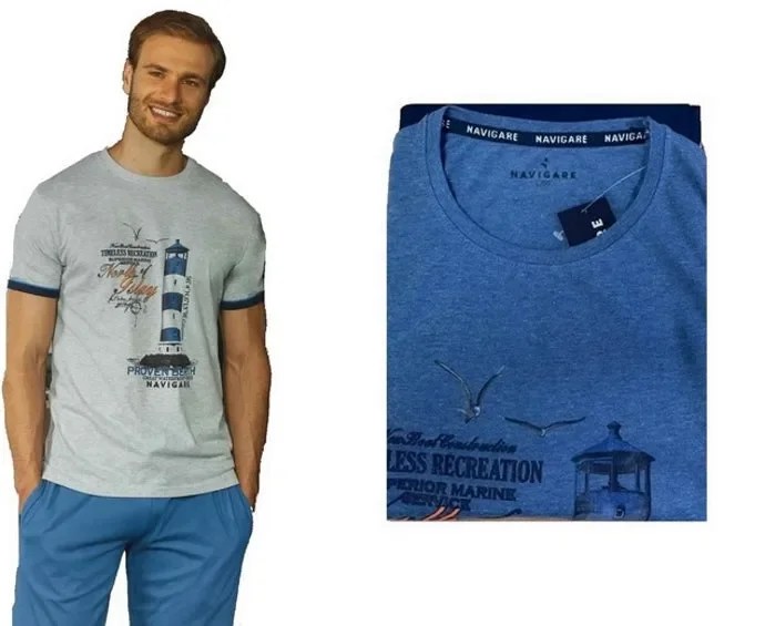 pigiama uomo pantaloncino e t-shirt mezza manica in cotone navigare art. B2141217 col. e mis. a scelta Online ora