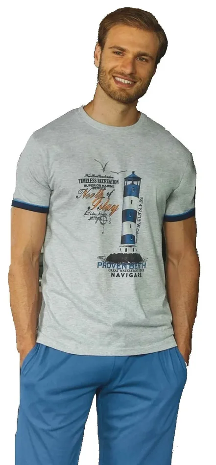 pigiama uomo pantaloncino e t-shirt mezza manica in cotone navigare art. B2141217 col. e mis. a scelta Online ora - immagine 2