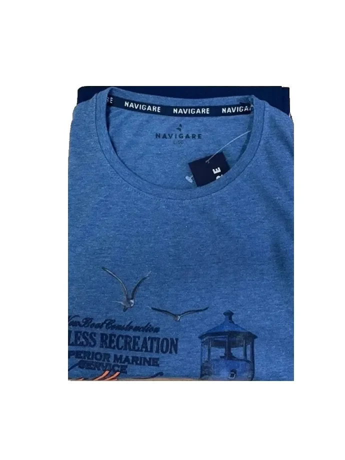 pigiama uomo pantaloncino e t-shirt mezza manica in cotone navigare art. B2141217 col. e mis. a scelta Online ora - immagine 3