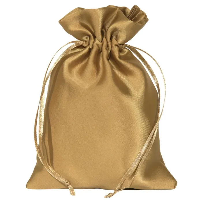 Piovaccari Bustina Matt Satin H 12 x 9 Cm Gold Bomboniera 10 Pz