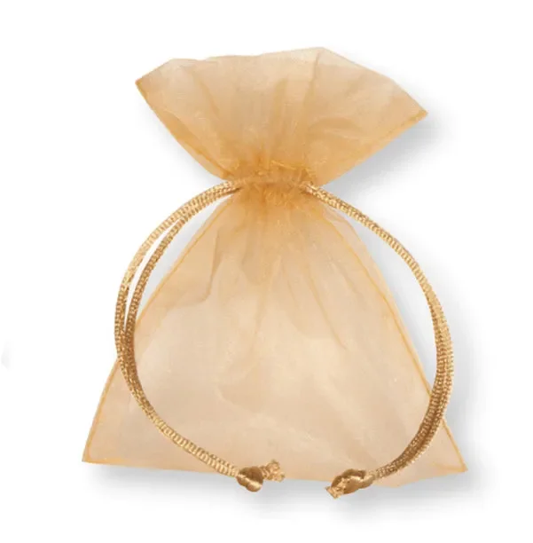 Piovaccari Bustina Organza Portaconfetti con Tirante Raso H 12 x 9 Cm Oro 10 Pz