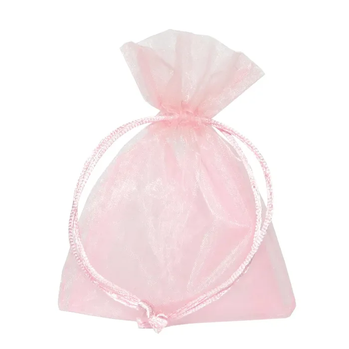Piovaccari Bustina Organza Portaconfetti con Tirante Raso H 12 x 9 Cm Rosa 10 Pz In saldo