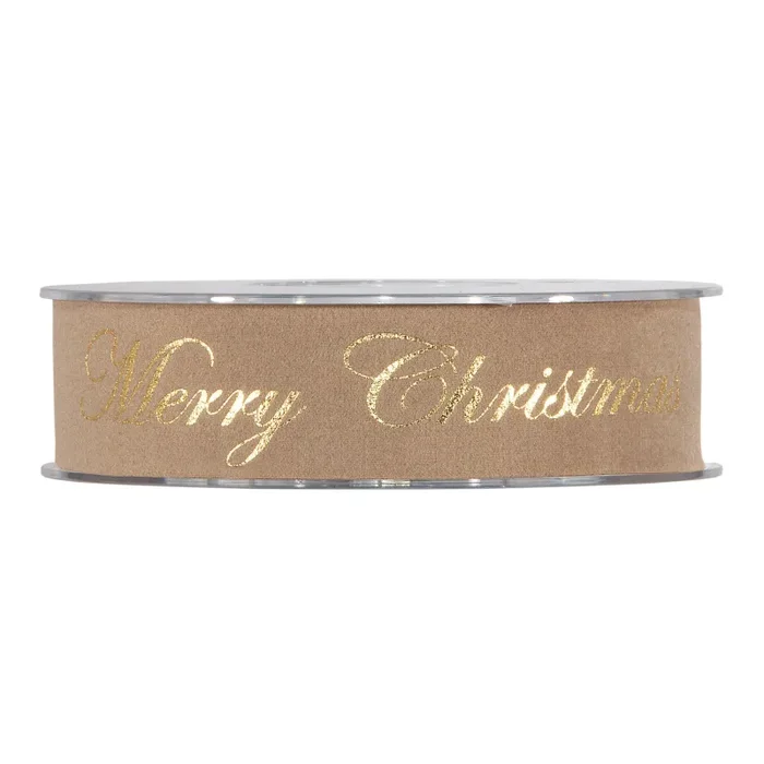 Piovaccari Nastro Natale Gold Merry Christmas H 25 Mm L 10 Mt Dove Grey
