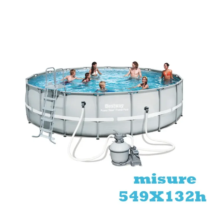 Piscina Fuori Terra da Esterno Tonda Bestway Power Steel Frame cm 549 H 132