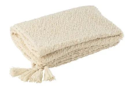 PLAID CON NAPPE IN COTONE CREMA (180x130cm)