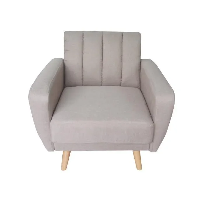 Poltrona in tessuto con gambe in legno e schienale reclinabile – Mabel