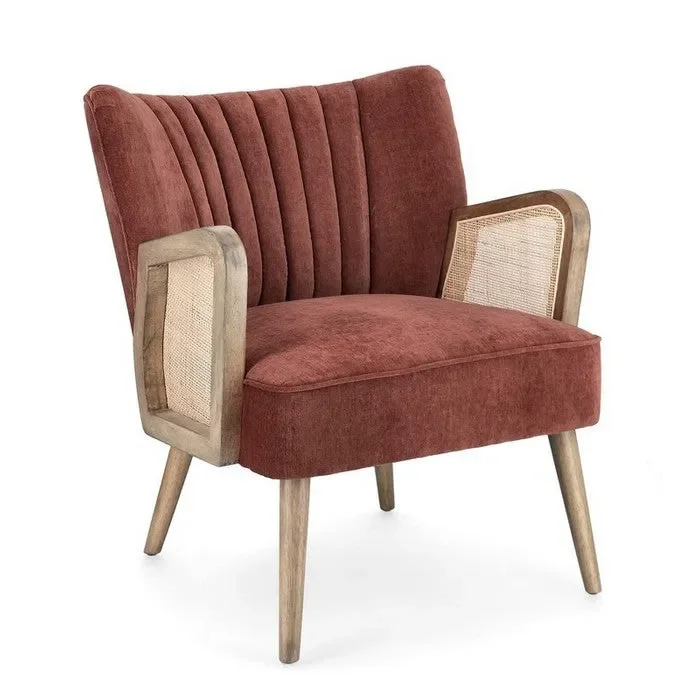 Poltrona vintage in tessuto e legno con braccioli – Virna