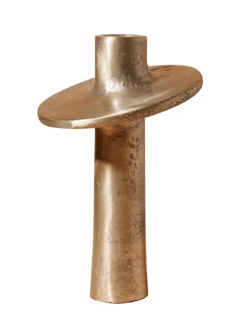 PORTA CANDELE GRANDE URANUS IN METALLO ORO (10x17cm)