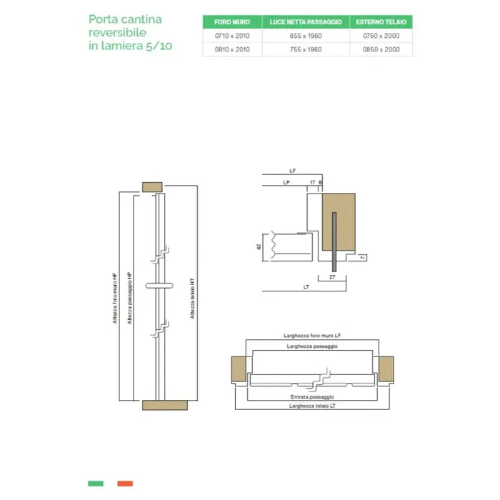 PORTA IN LAMIERA DA CANTINA 2000 X 700 - immagine 2